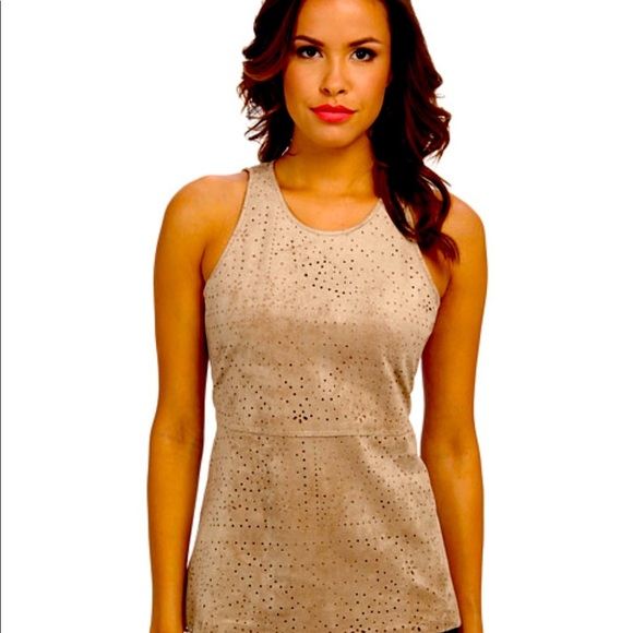 BCBG Catalan Laser Cut Pumice Blouse - Picture 1 of 6